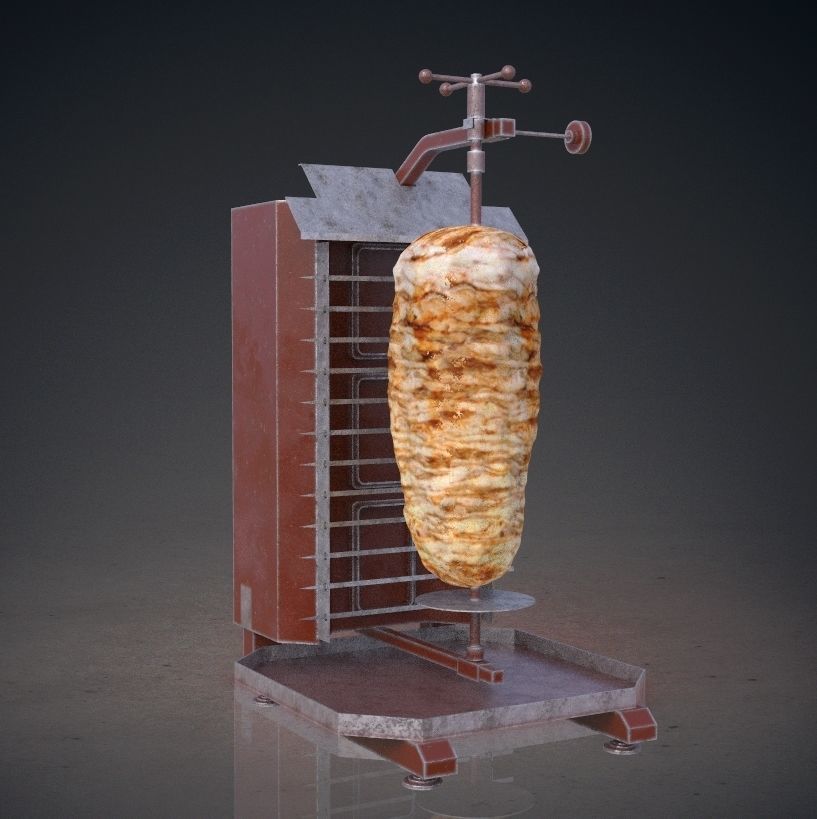 Grill and meat 3D model_1