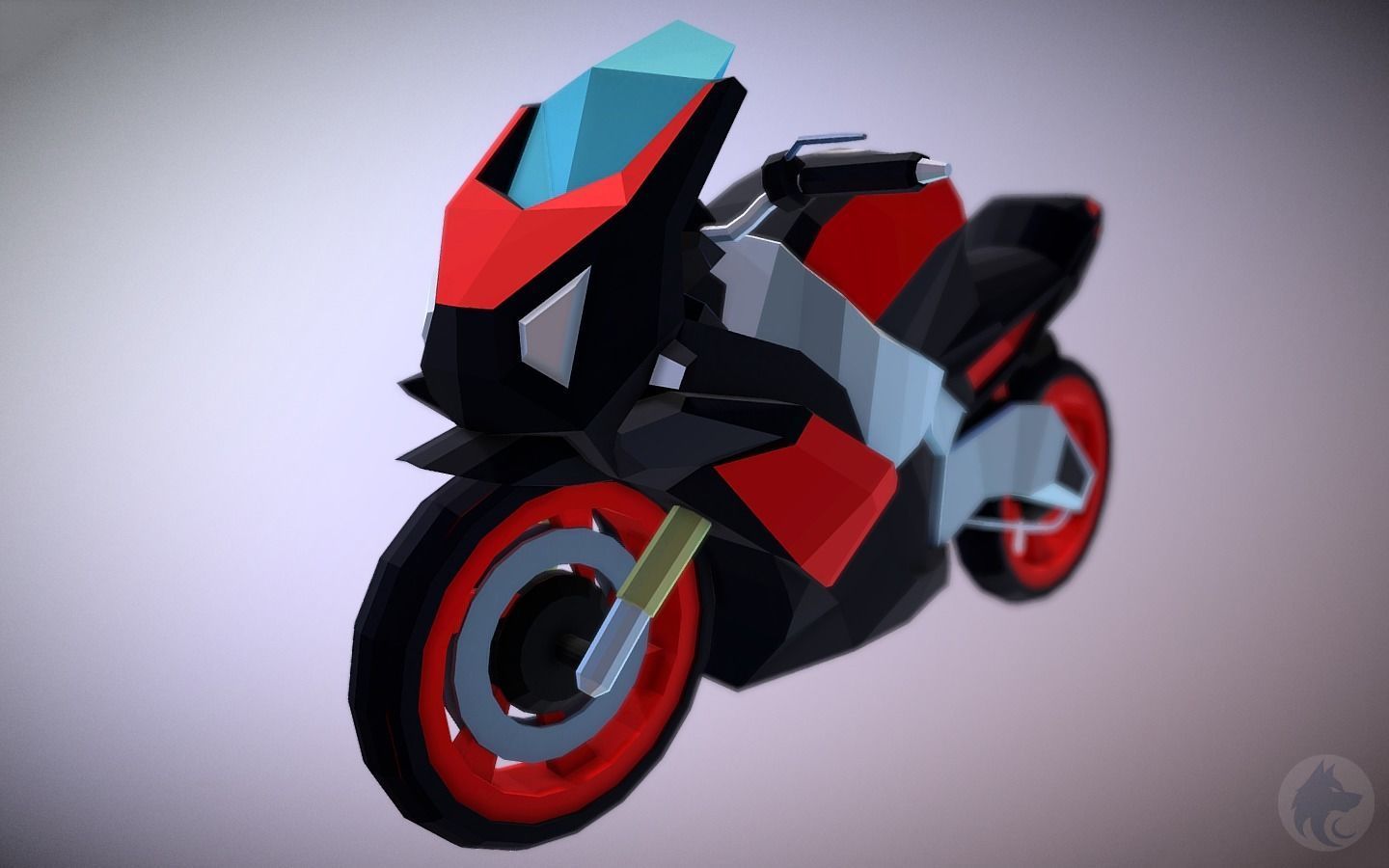 Motorcycle 3D Lowpoly Low-poly 3D model_6