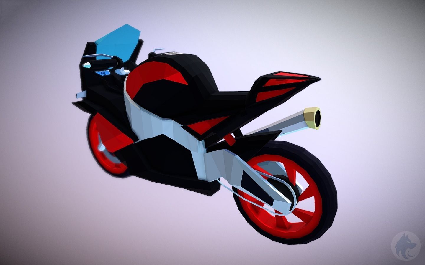 Motorcycle 3D Lowpoly Low-poly 3D model_8