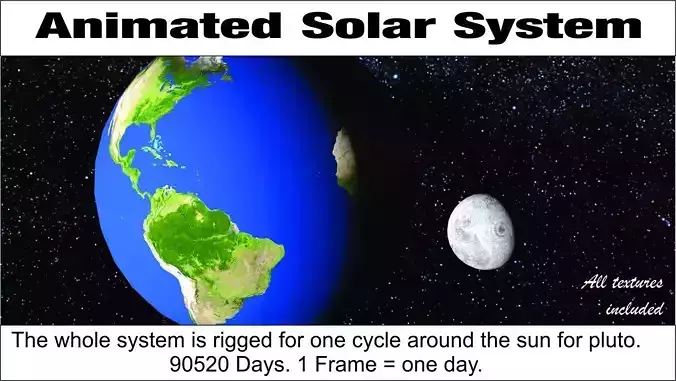 Sci Fi Solar System - Animated Low-poly 3D model
