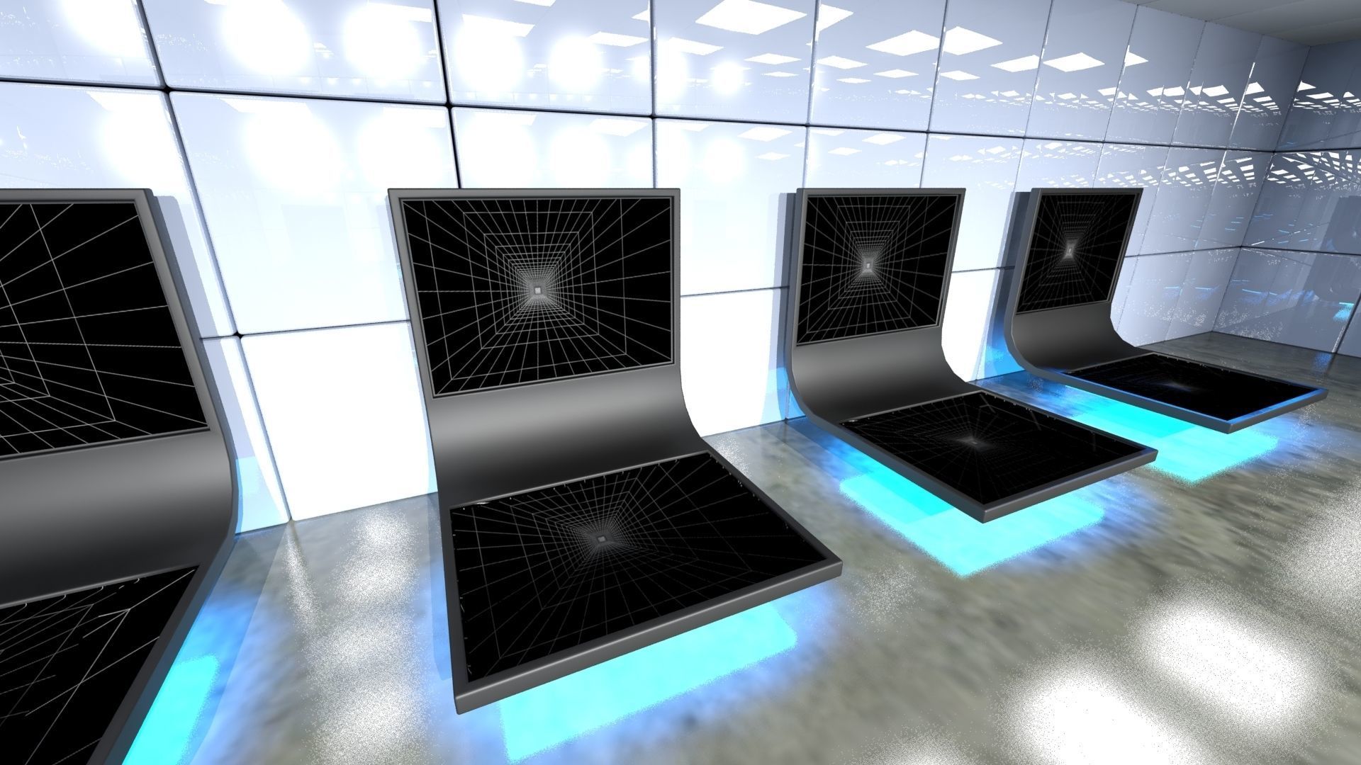 SciFi Interior Data Room Low-poly 3D model_13