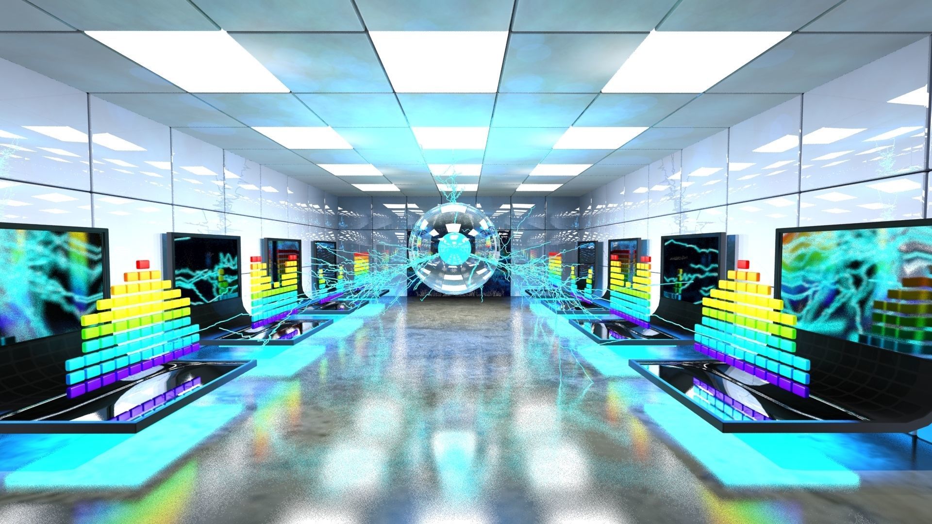 SciFi Interior Data Room Low-poly 3D model_3