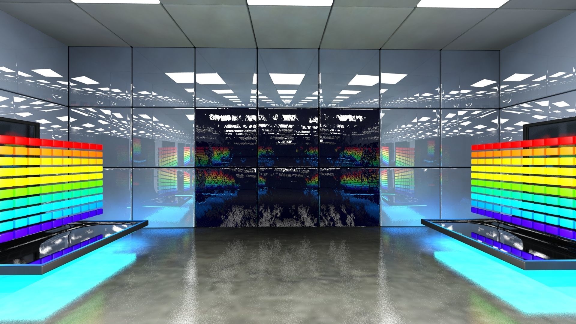 SciFi Interior Data Room Low-poly 3D model_8