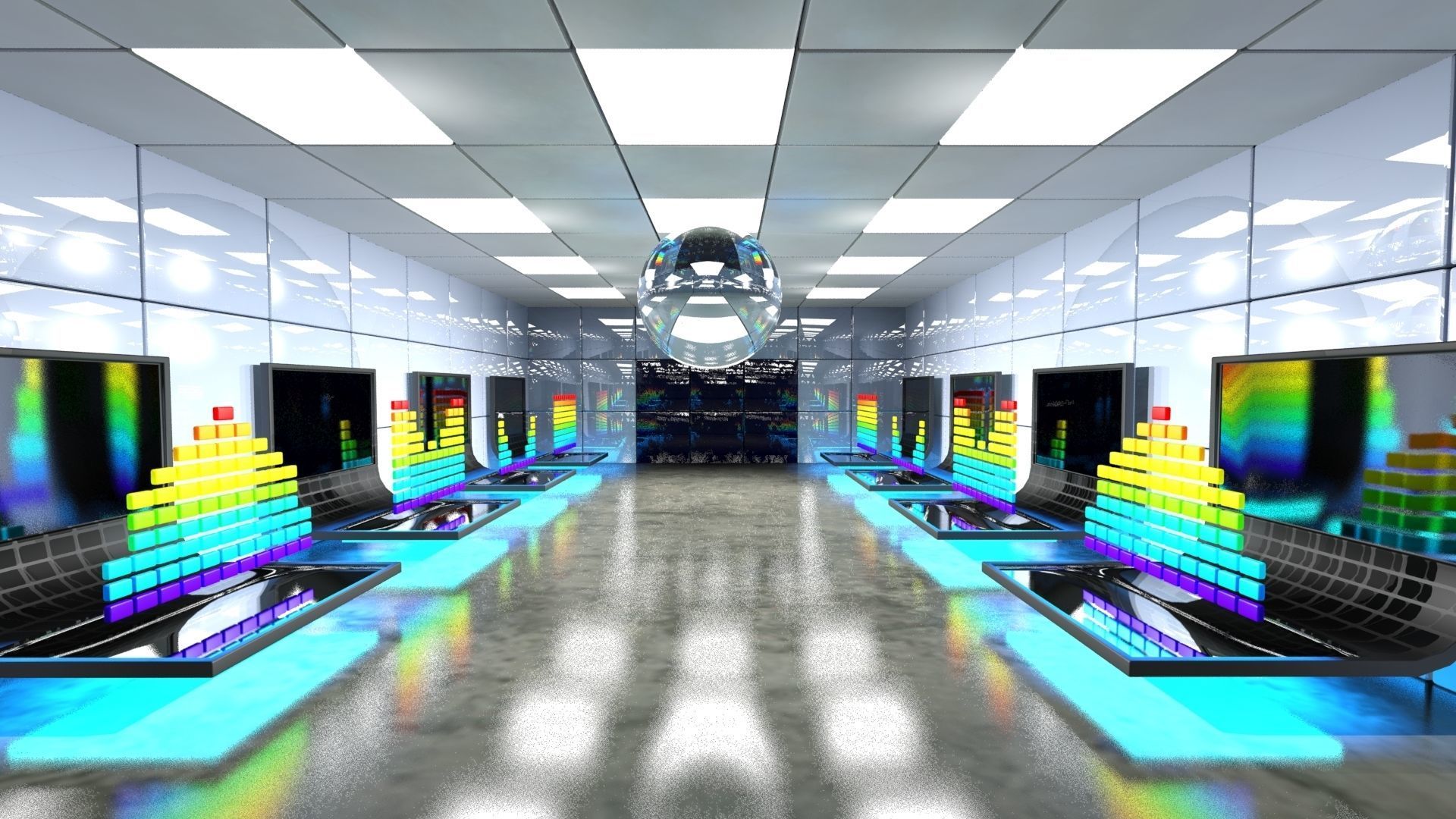 SciFi Interior Data Room Low-poly 3D model_2