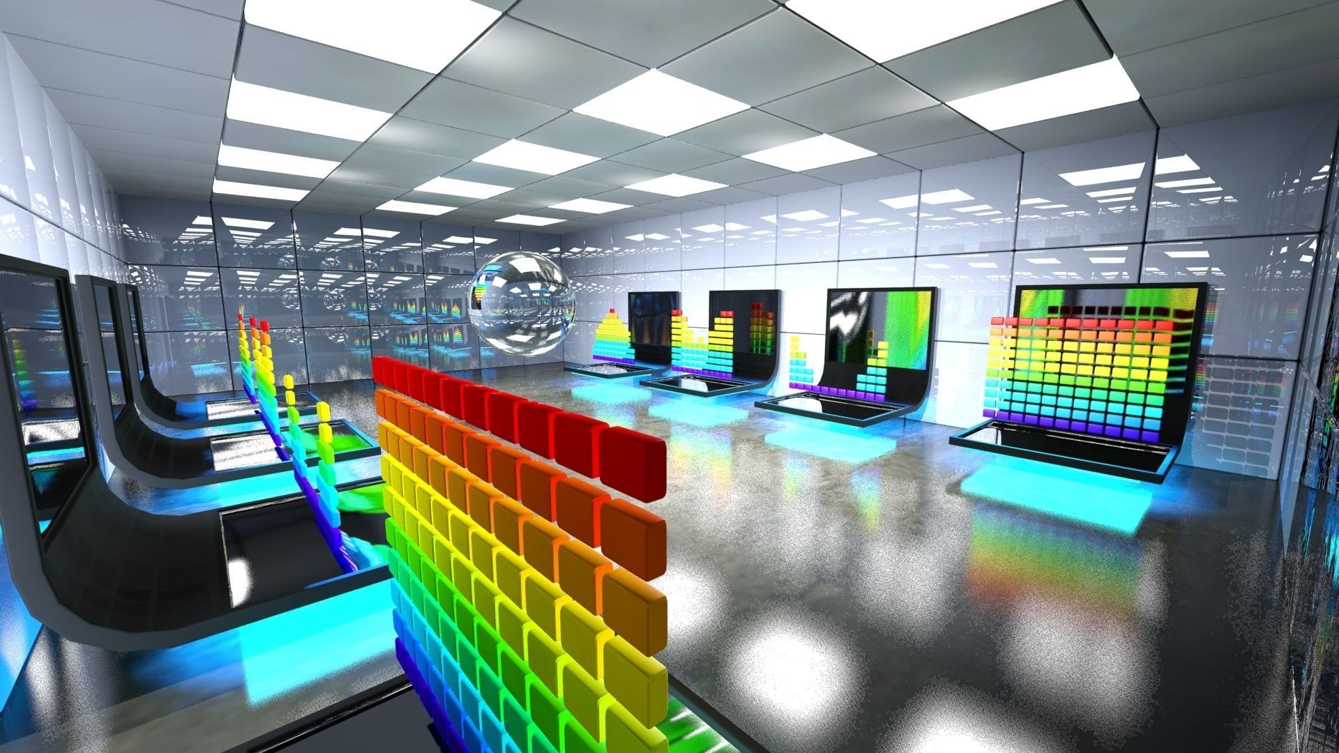 SciFi Interior Data Room Low-poly 3D model_6