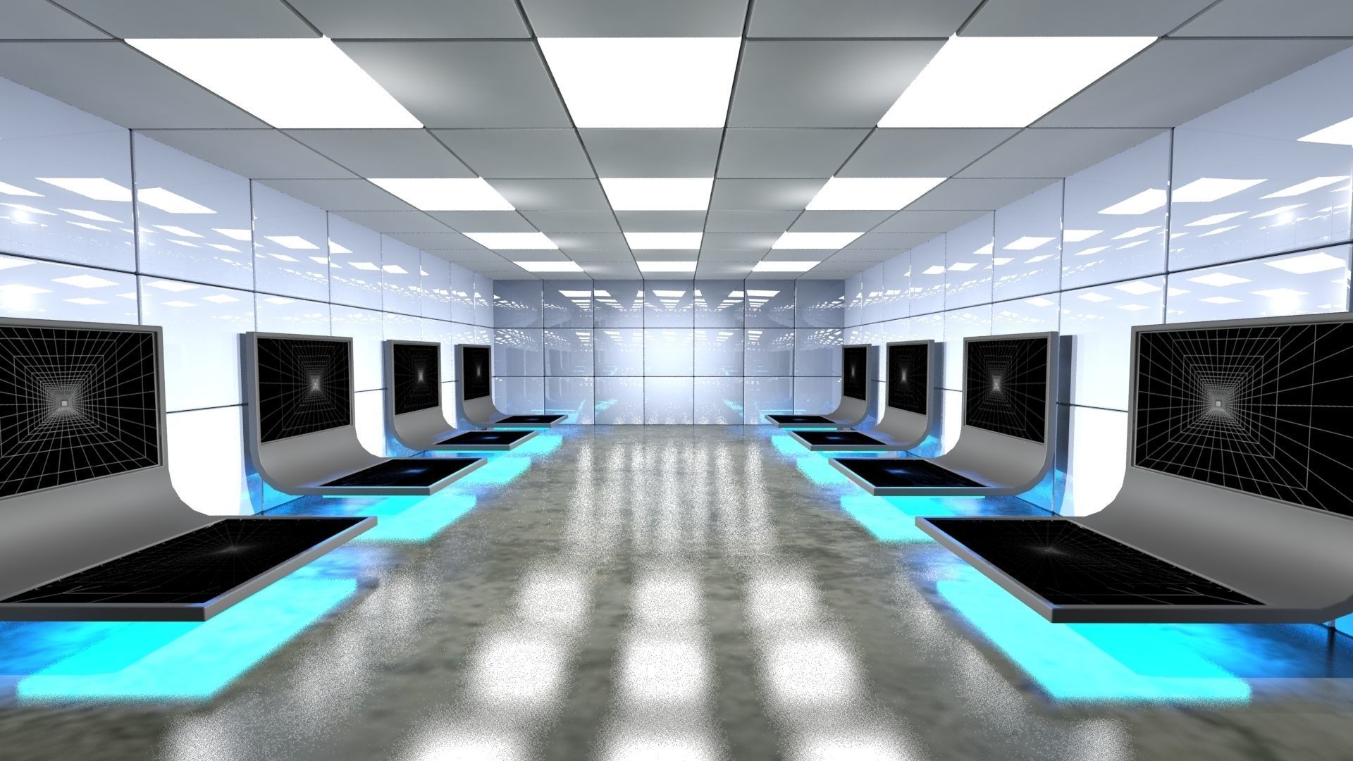 SciFi Interior Data Room Low-poly 3D model_11
