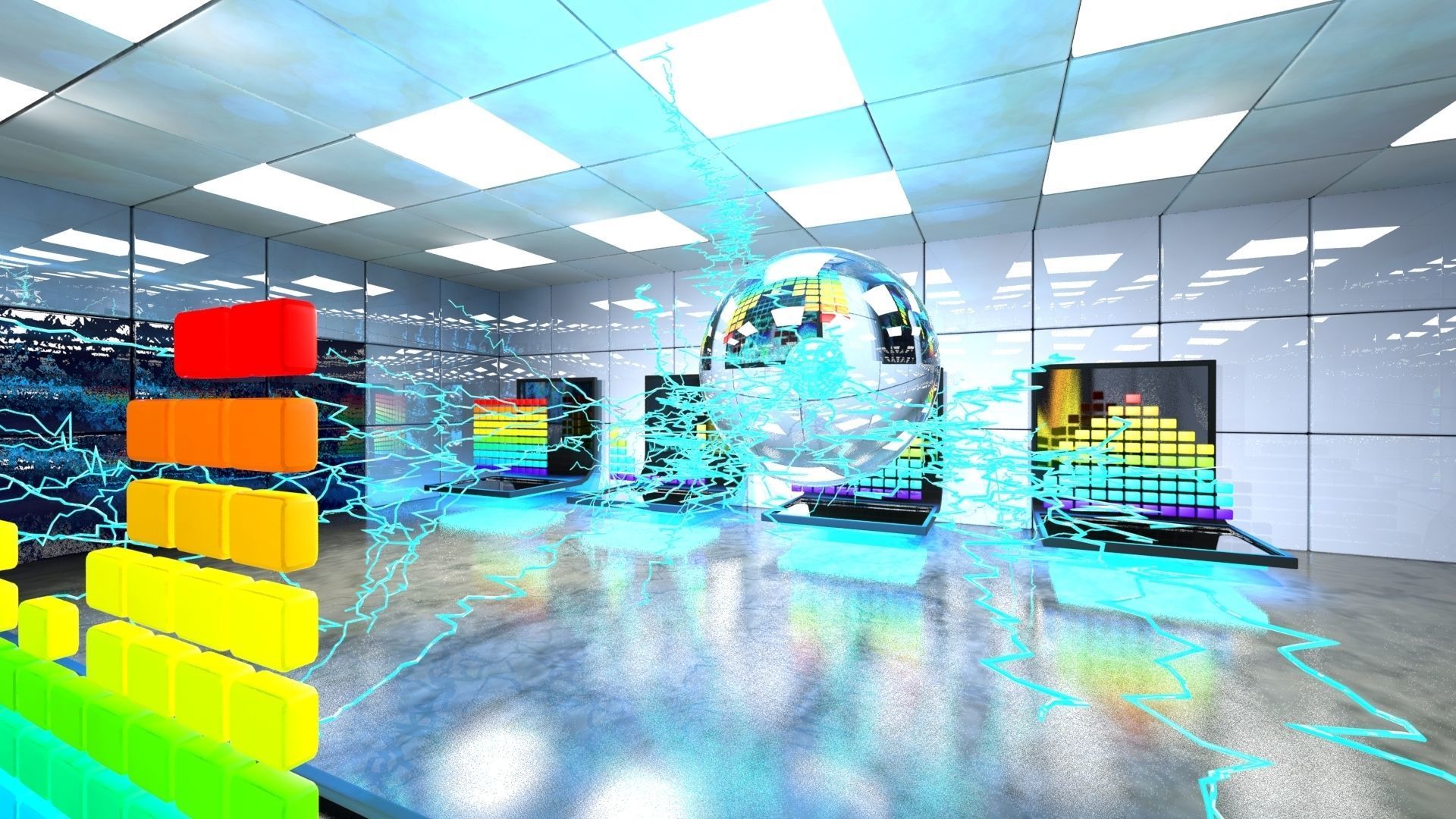 SciFi Interior Data Room Low-poly 3D model_5