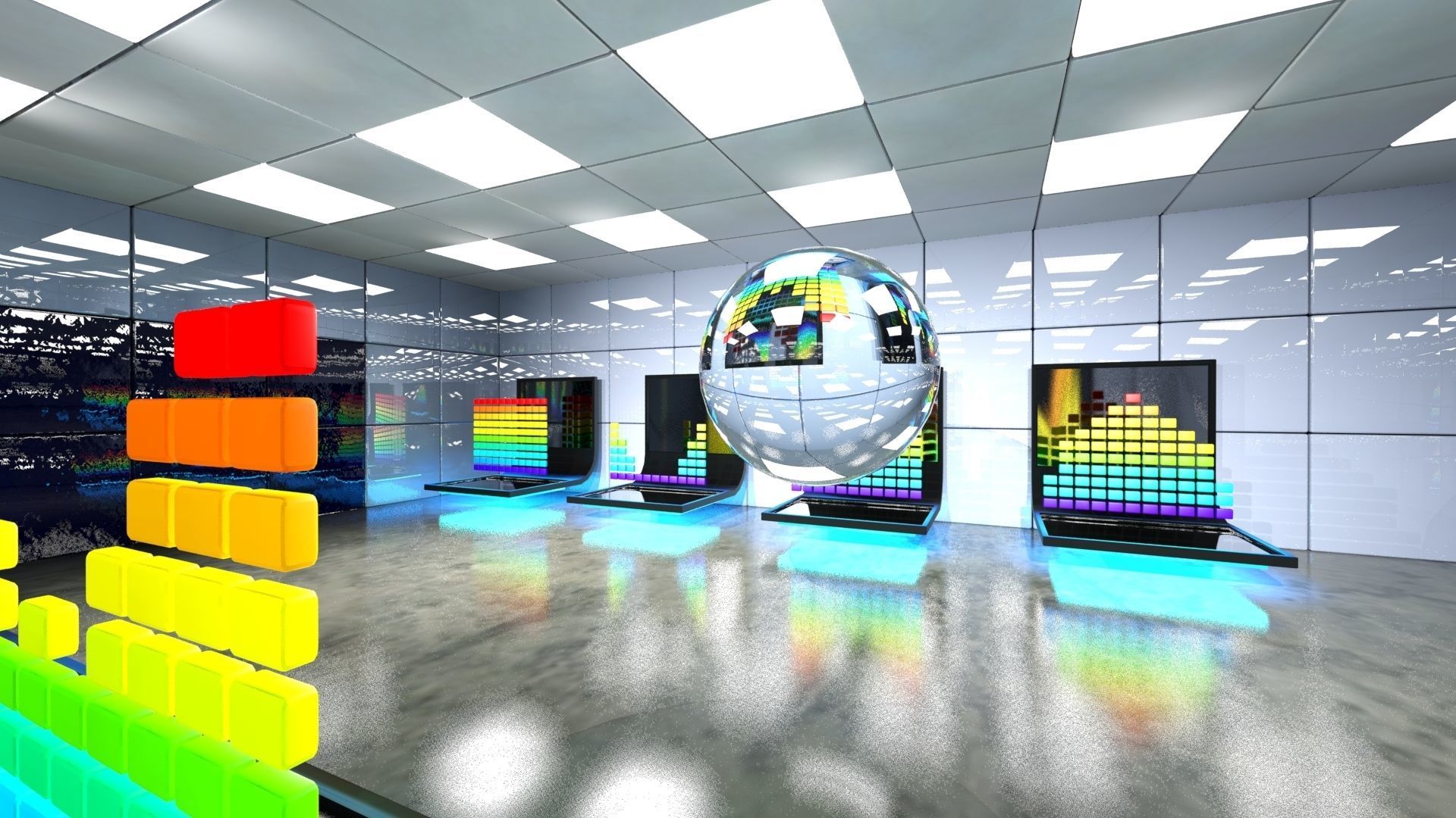 SciFi Interior Data Room Low-poly 3D model_4