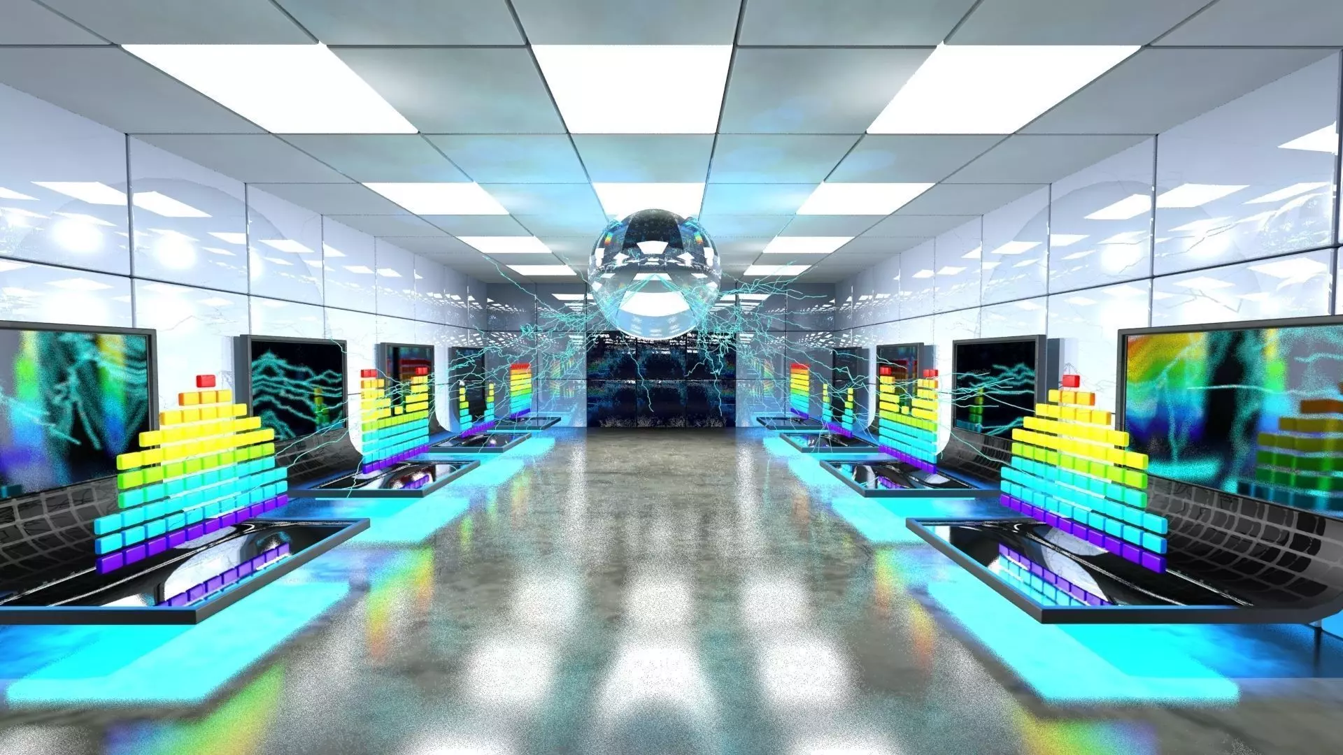 SciFi Interior Data Room Low-poly 3D model_0