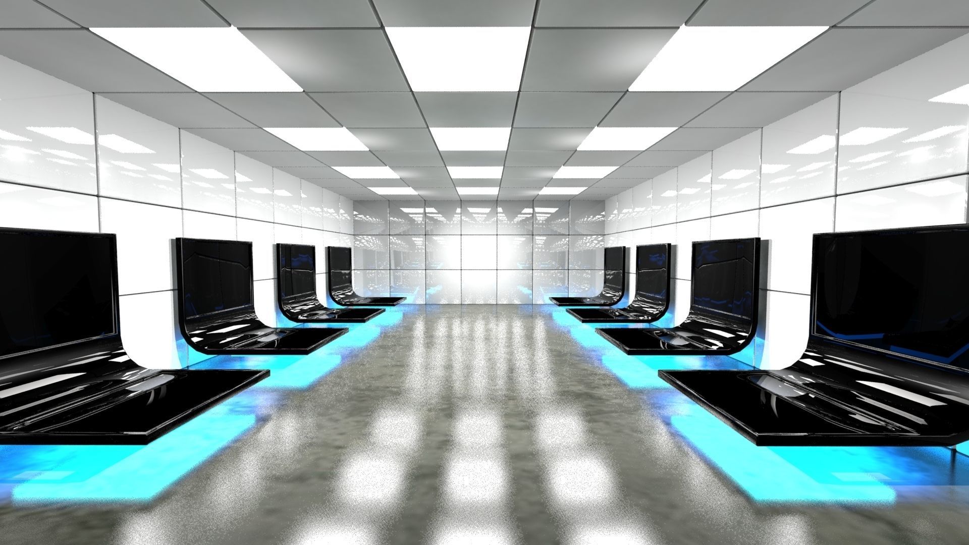 SciFi Interior Data Room Low-poly 3D model_10