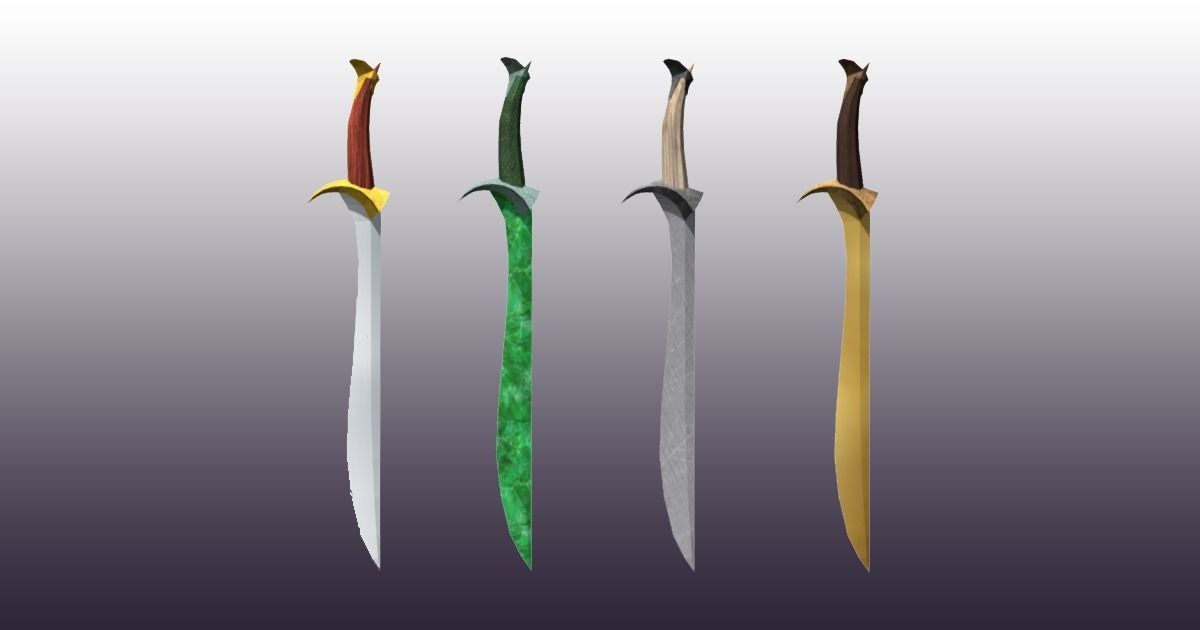 Lowpoly Sword Pack Low-poly 3D model_8
