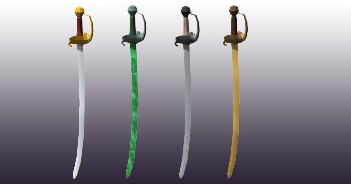 Lowpoly Sword Pack Low-poly 3D model_4
