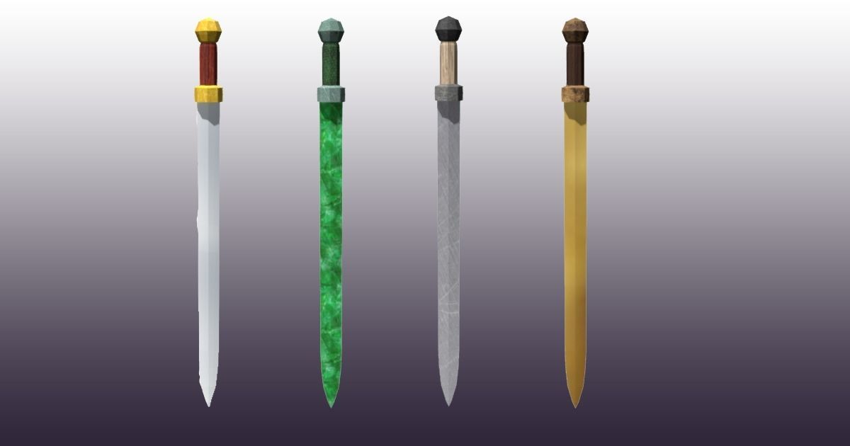 Lowpoly Sword Pack Low-poly 3D model_6