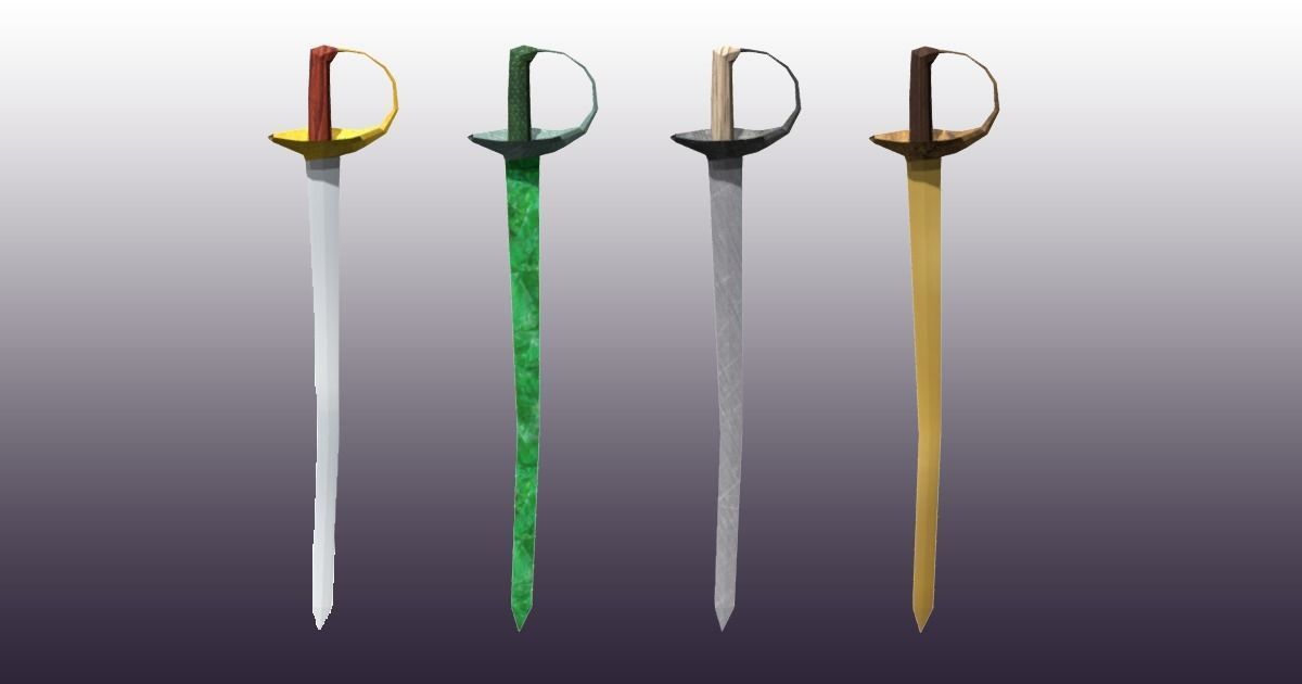 Lowpoly Sword Pack Low-poly 3D model_3