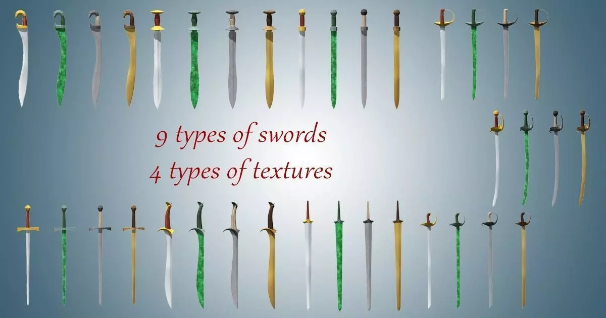 Lowpoly Sword Pack Low-poly 3D model_0