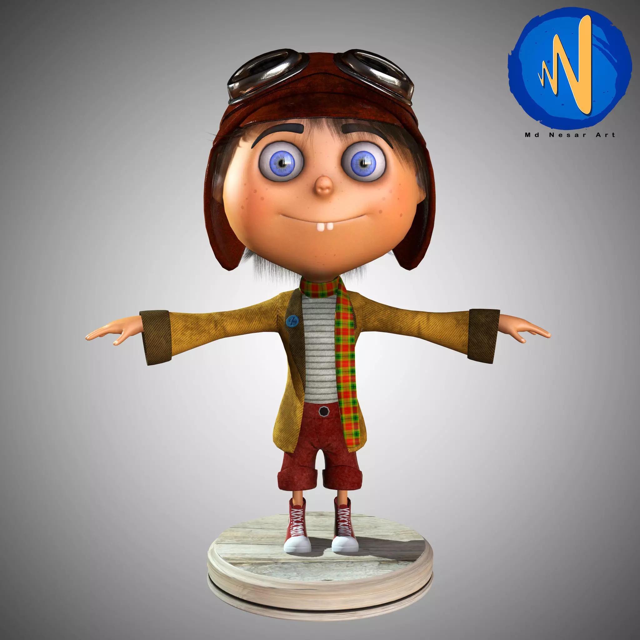 Pilot Character Low-poly 3D model