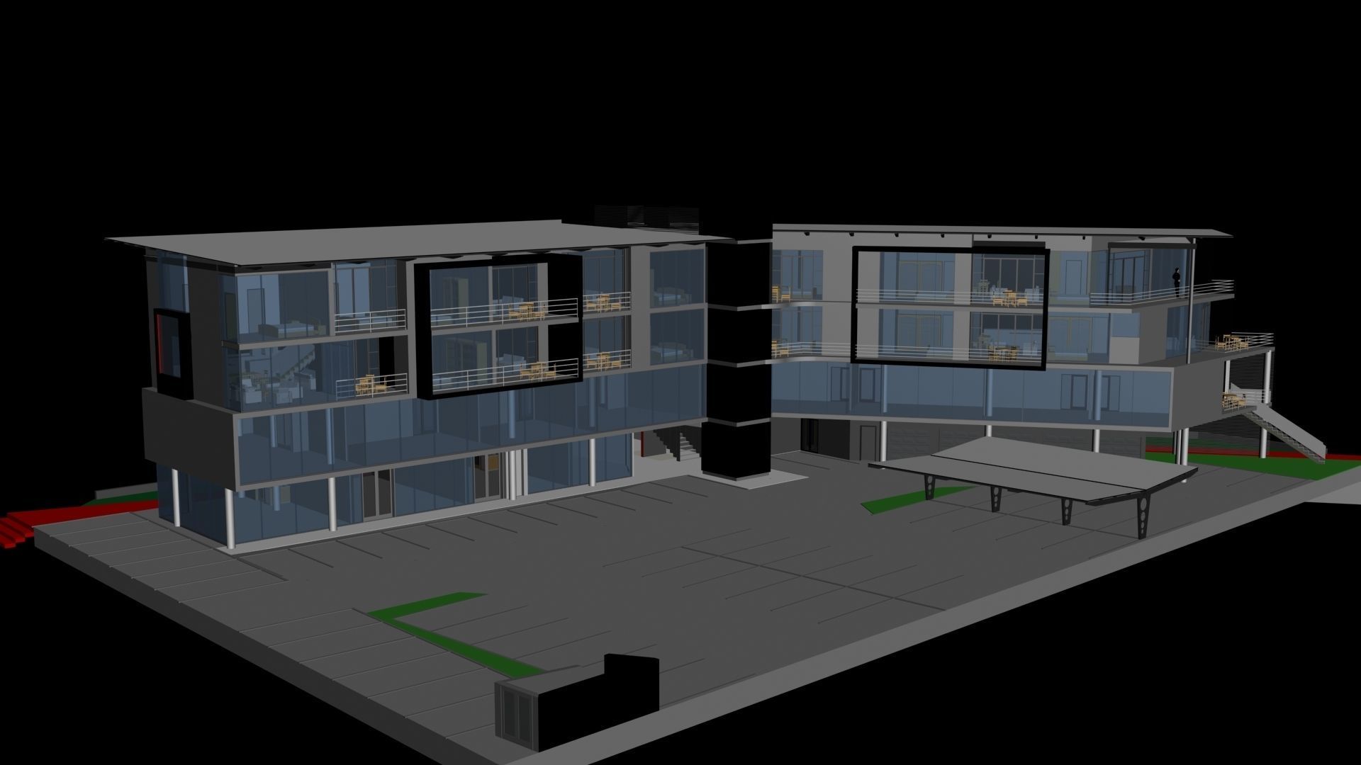 HIGH QUALITY ARCHITECTURAL MODERN BUILDING 2 Low-poly 3D model_9