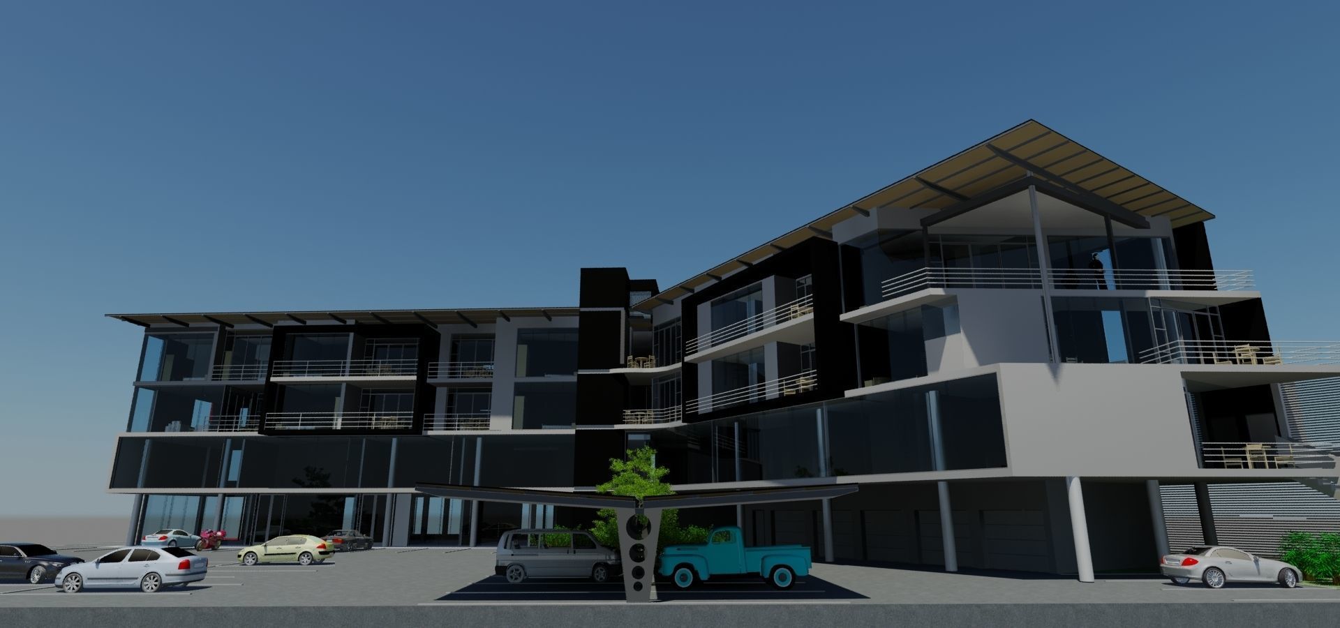 HIGH QUALITY ARCHITECTURAL MODERN BUILDING 2 Low-poly 3D model_5