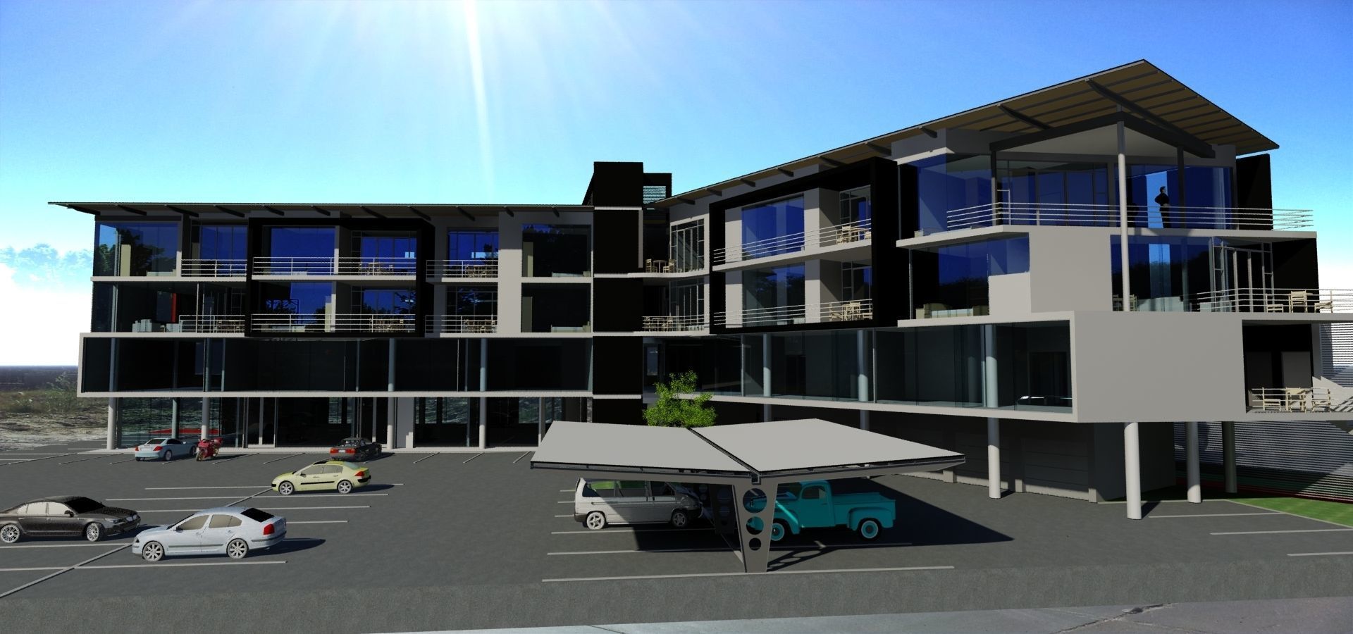 HIGH QUALITY ARCHITECTURAL MODERN BUILDING 2 Low-poly 3D model_1