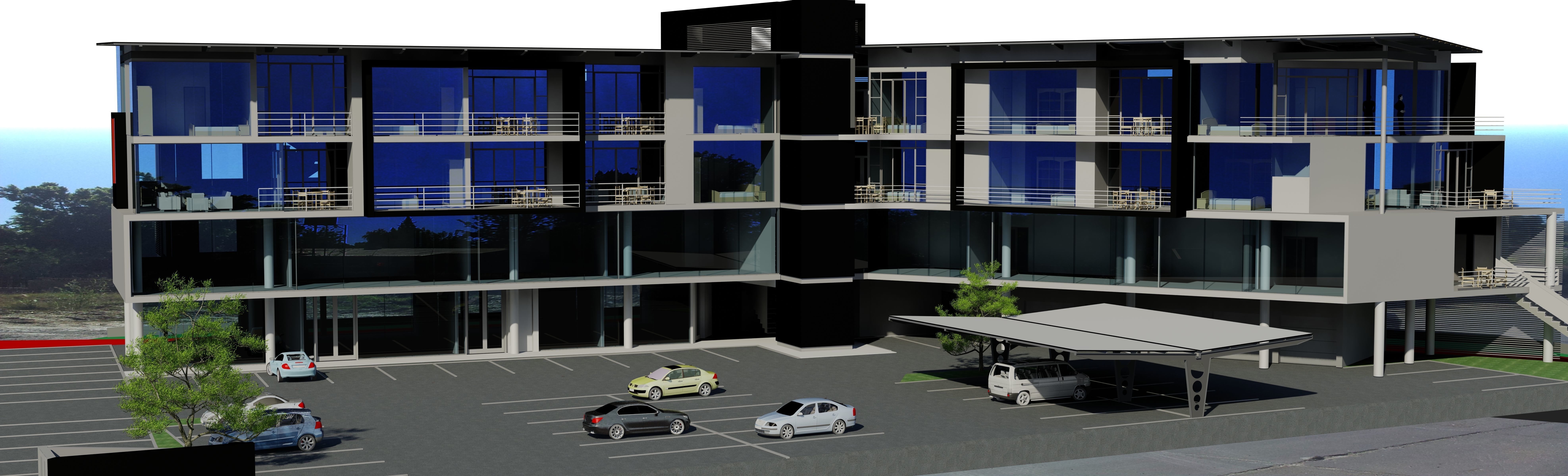 HIGH QUALITY ARCHITECTURAL MODERN BUILDING 2 Low-poly 3D model_4