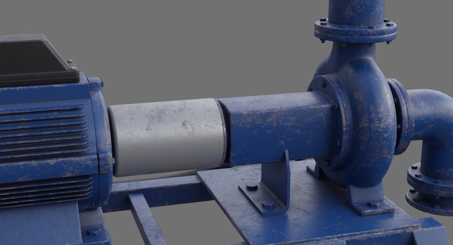 Water Pump 2B Low-poly 3D model_9