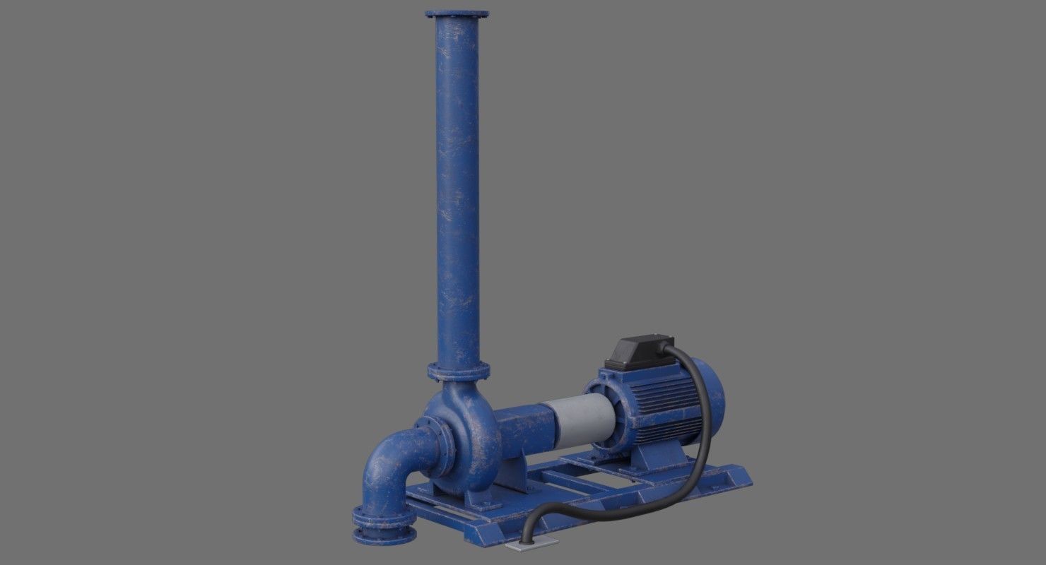 Water Pump 2B Low-poly 3D model_4