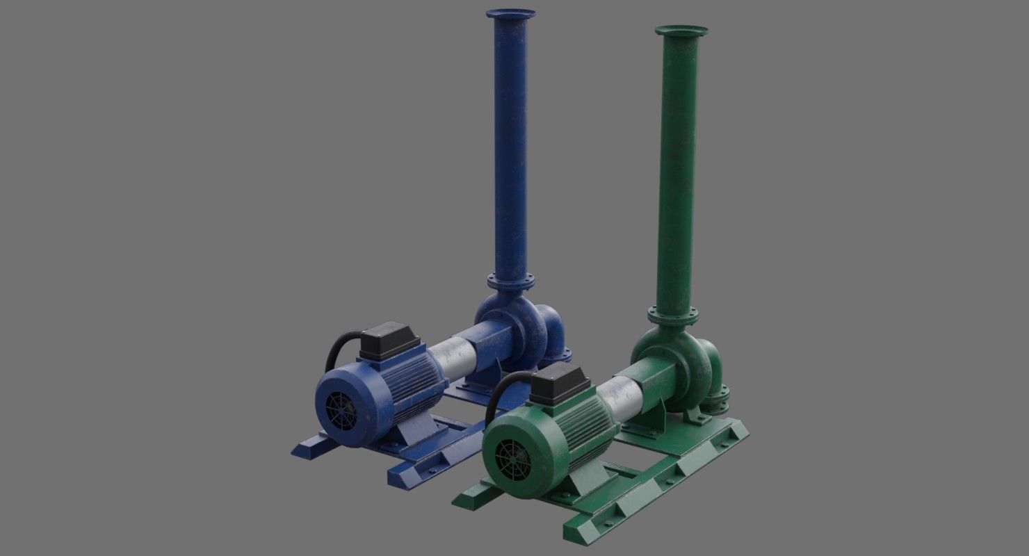 Water Pump 2B Low-poly 3D model_2
