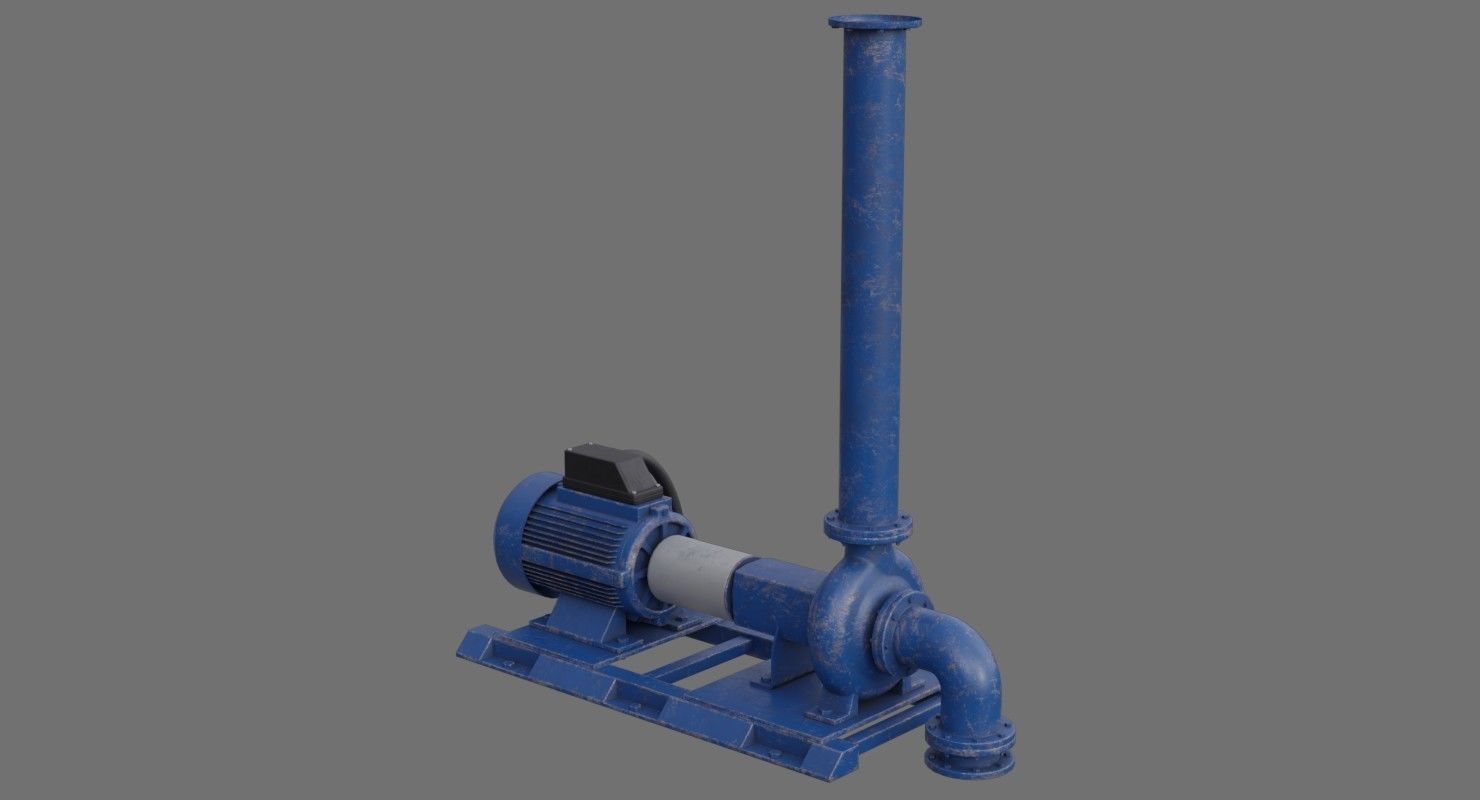 Water Pump 2B Low-poly 3D model_5