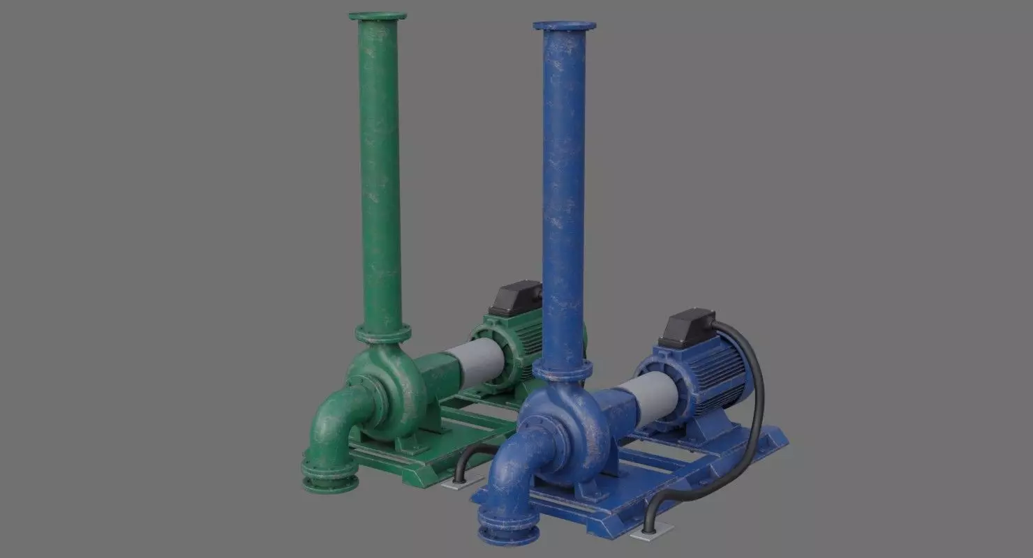 Water Pump 2B Low-poly 3D model_0