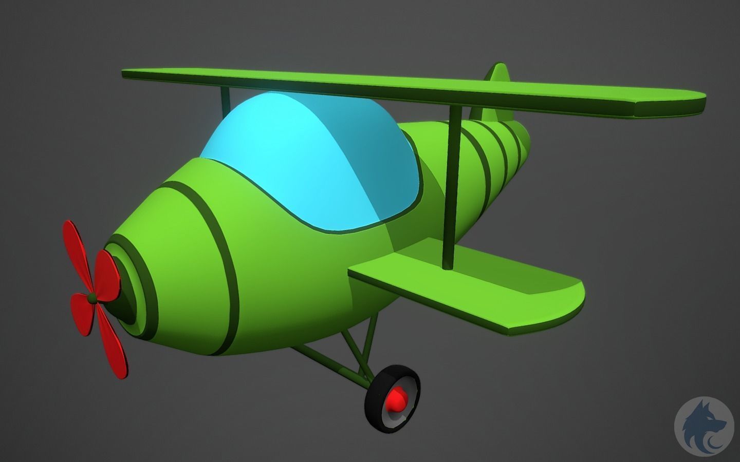 Cartoonish 3D Plane 3D model_6