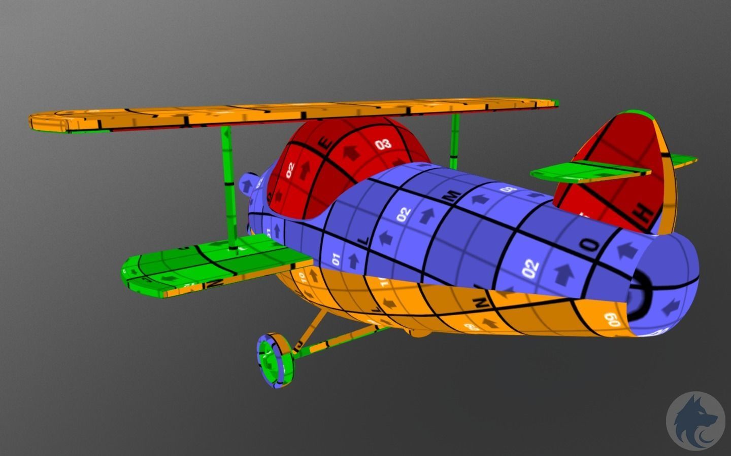 Cartoonish 3D Plane 3D model_10