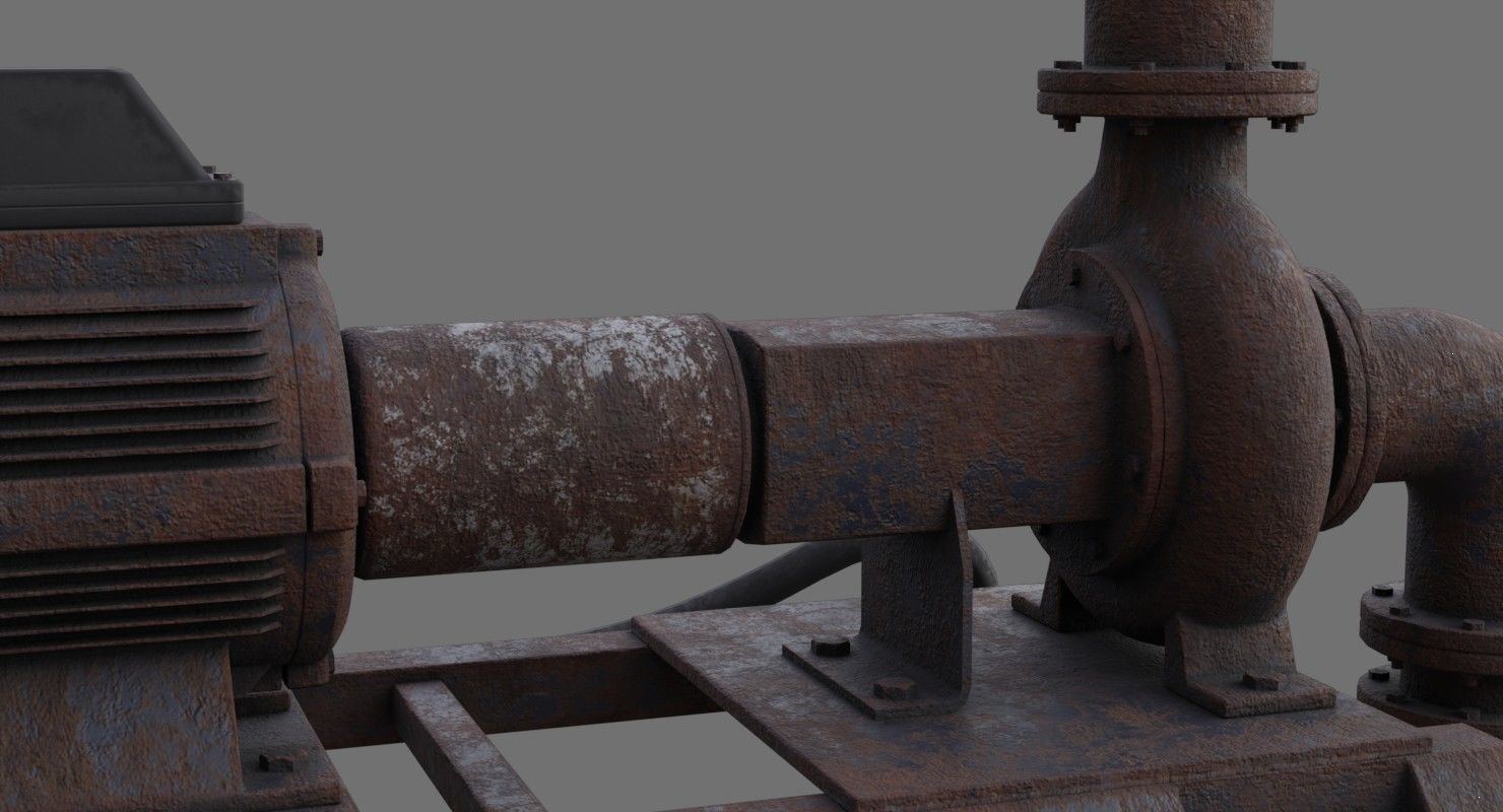 Water Pump 2C Low-poly 3D model_6