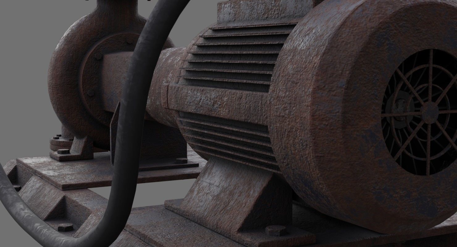 Water Pump 2C Low-poly 3D model_7