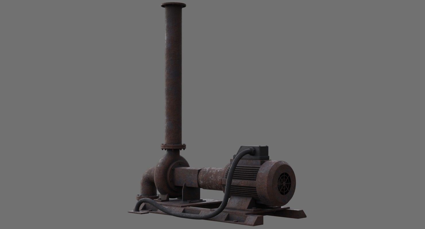 Water Pump 2C Low-poly 3D model_4