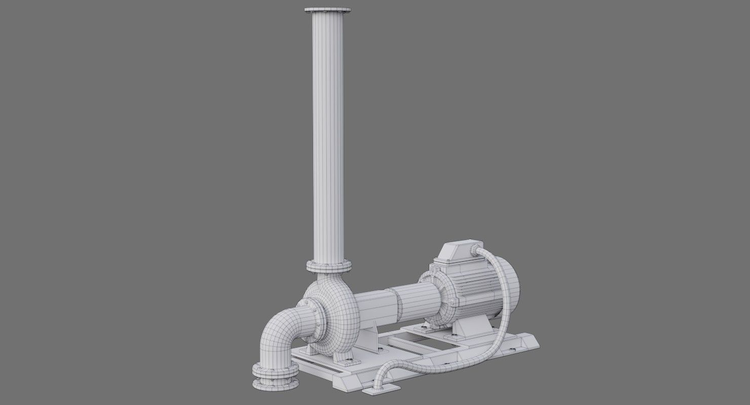 Water Pump 2C Low-poly 3D model_8
