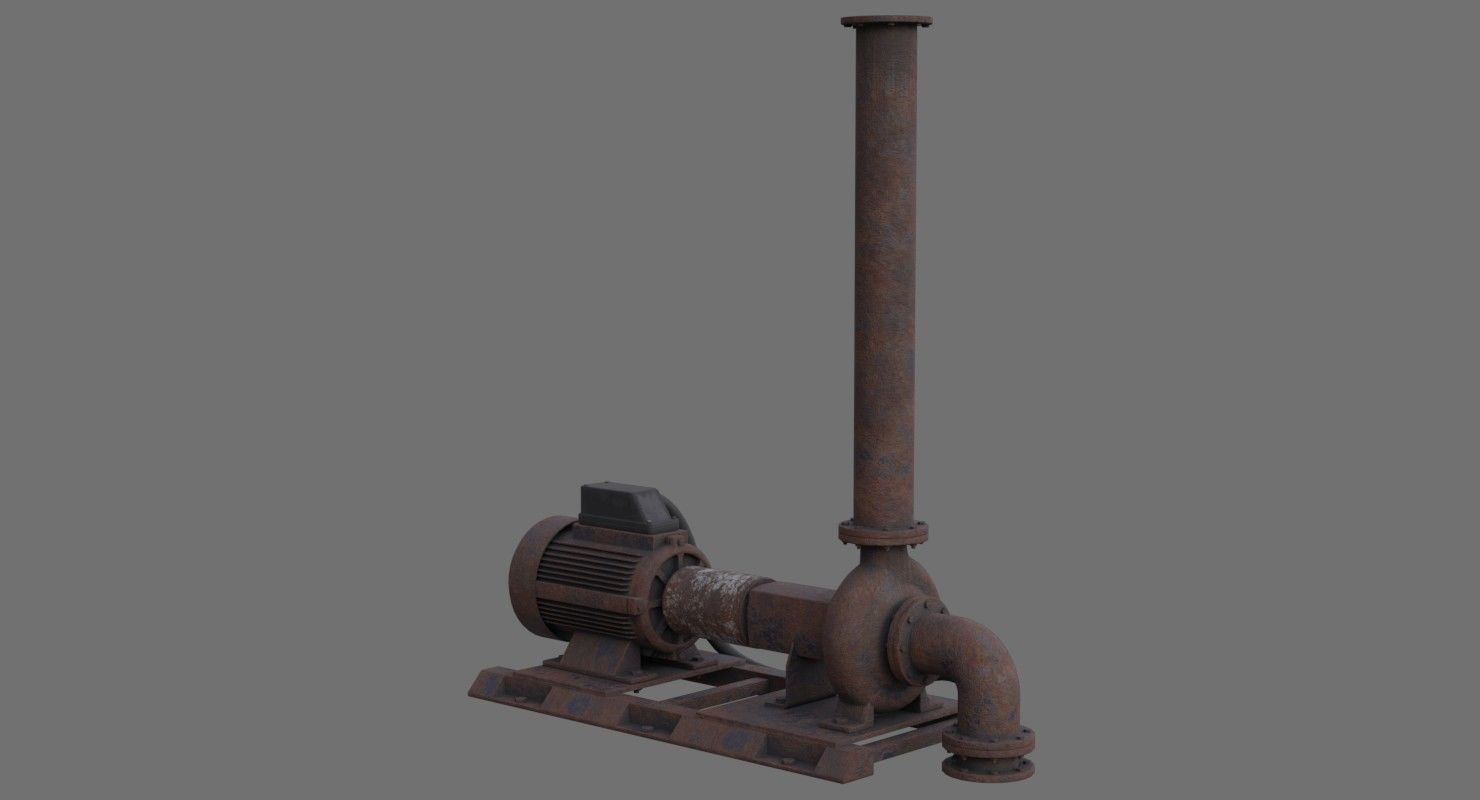 Water Pump 2C Low-poly 3D model_2