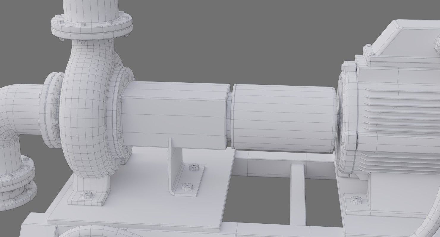 Water Pump 2C Low-poly 3D model_9