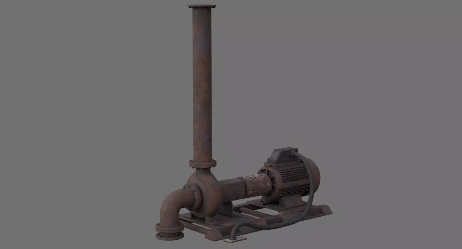 Water Pump 2C Low-poly 3D model_0
