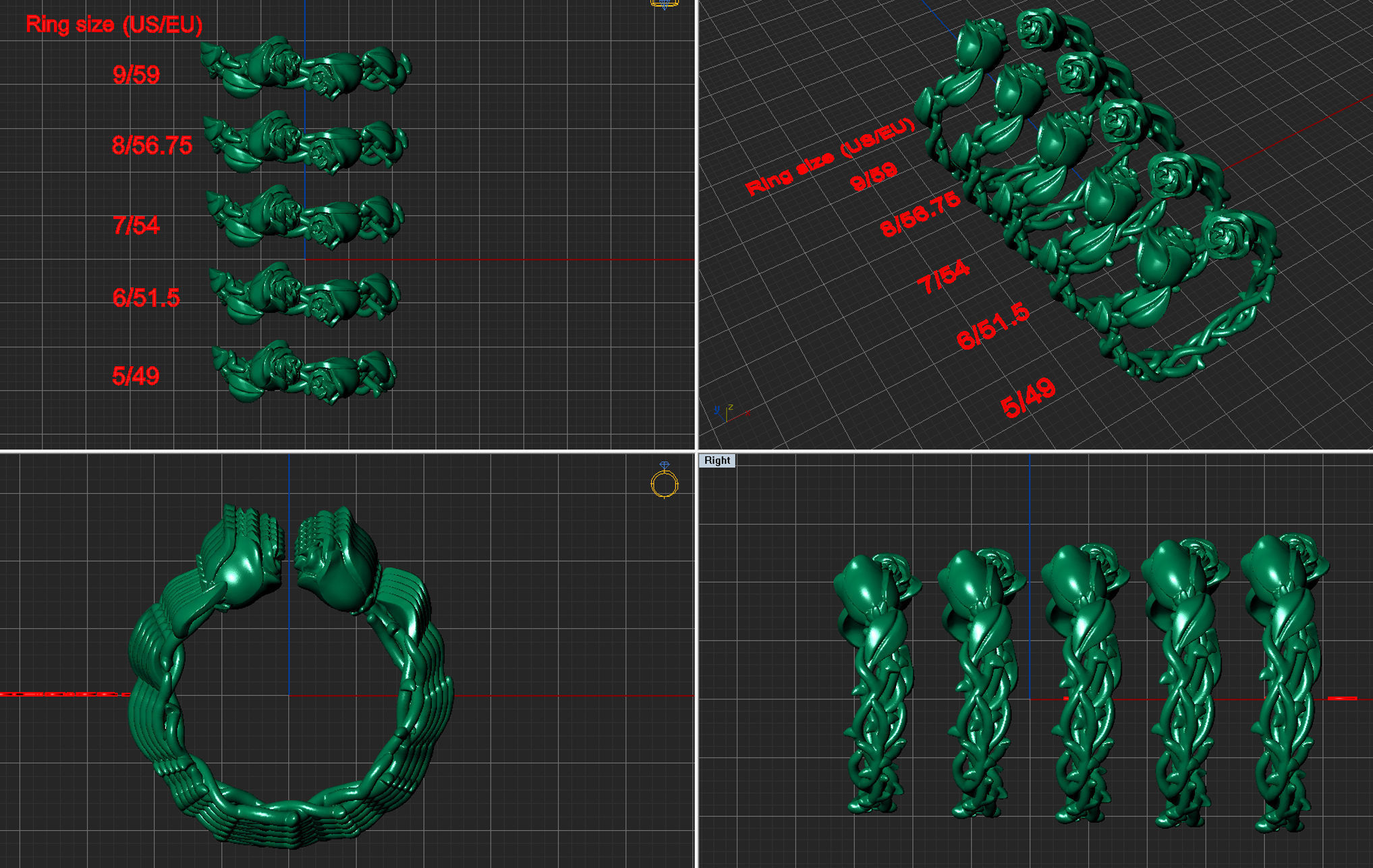 Wild Roses Ring 3D print model_8