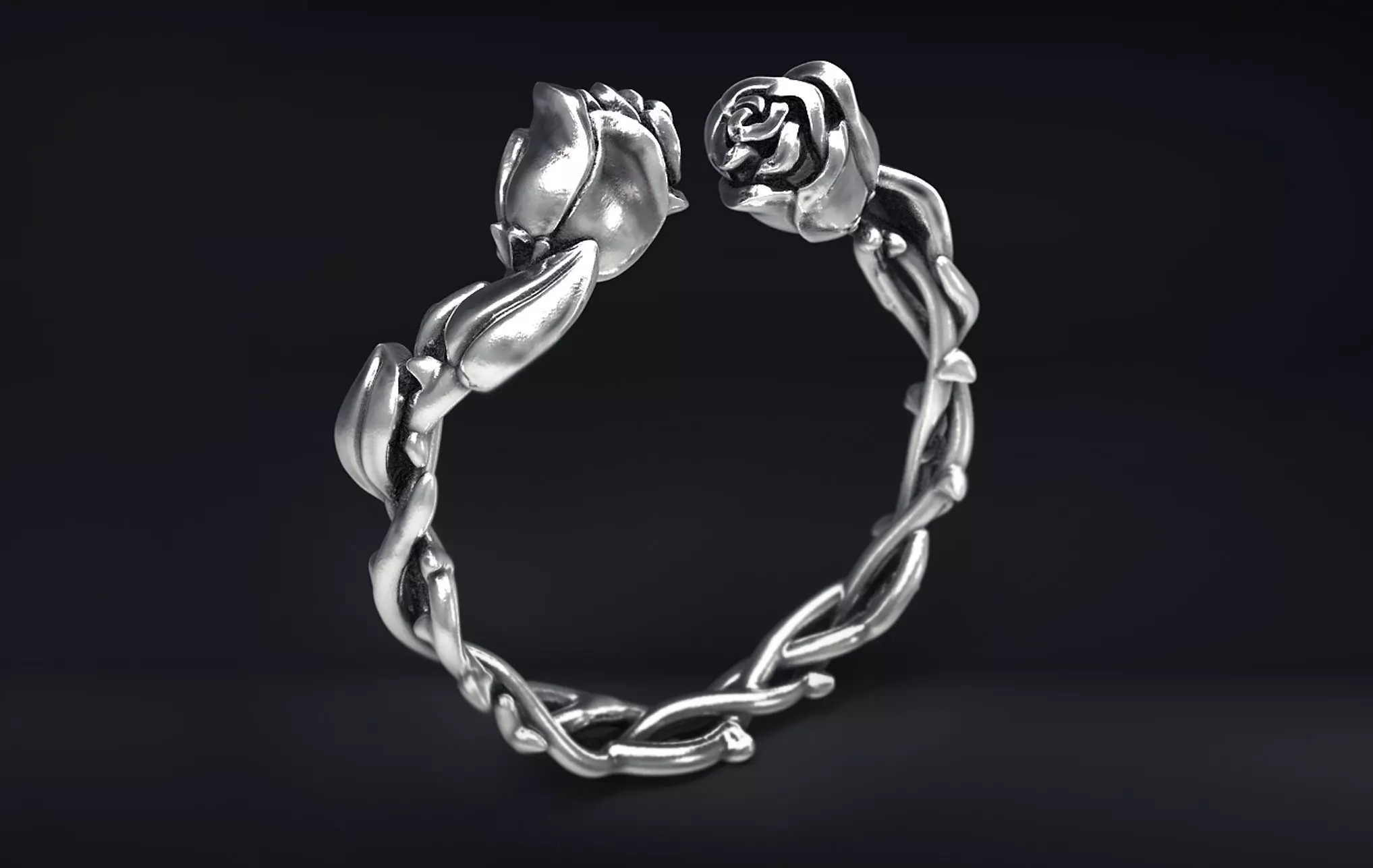 Wild Roses Ring 3D print model_0