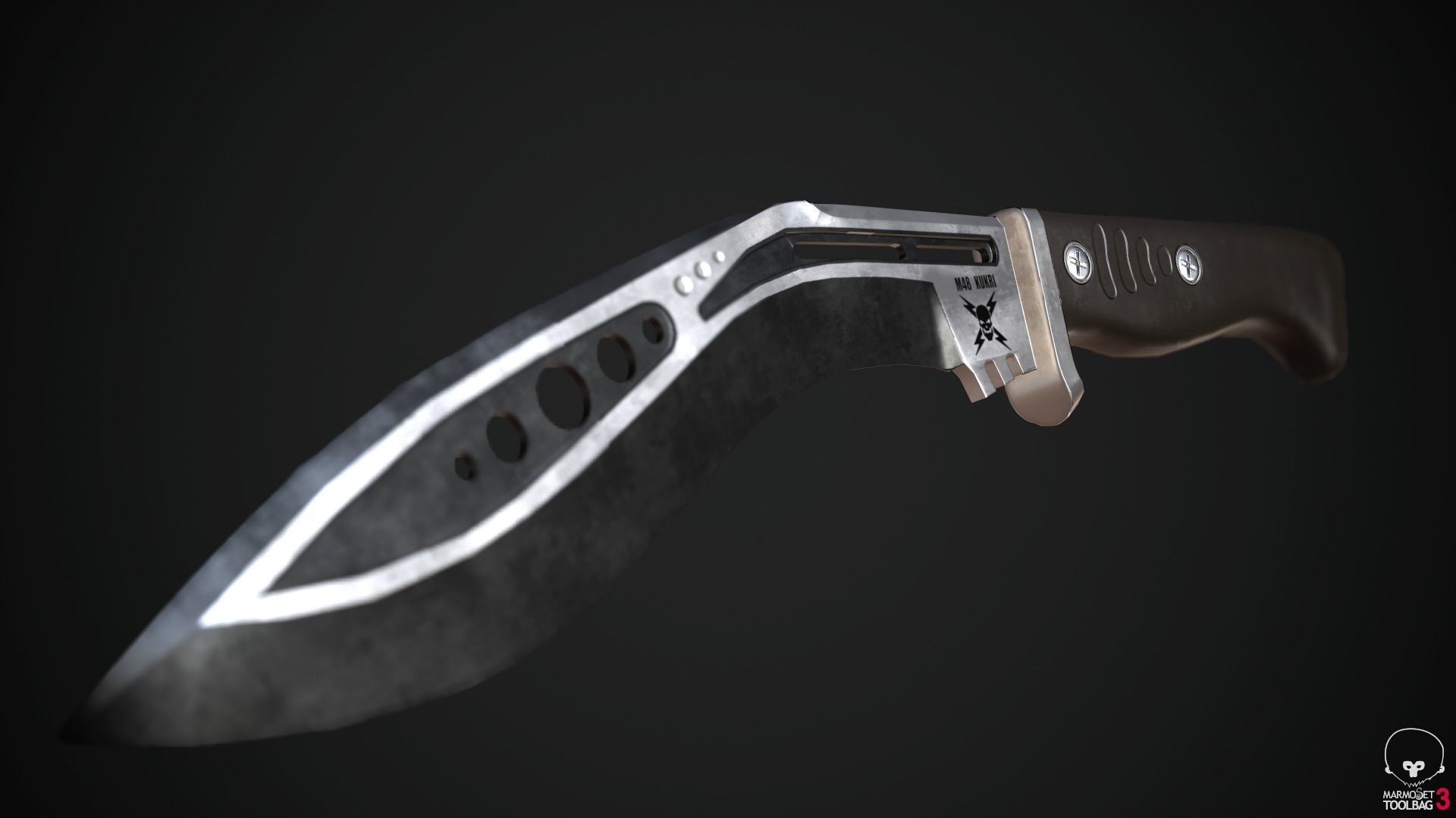  M48 Tactical Kukri With Damascus steel Low-poly 3D model_6