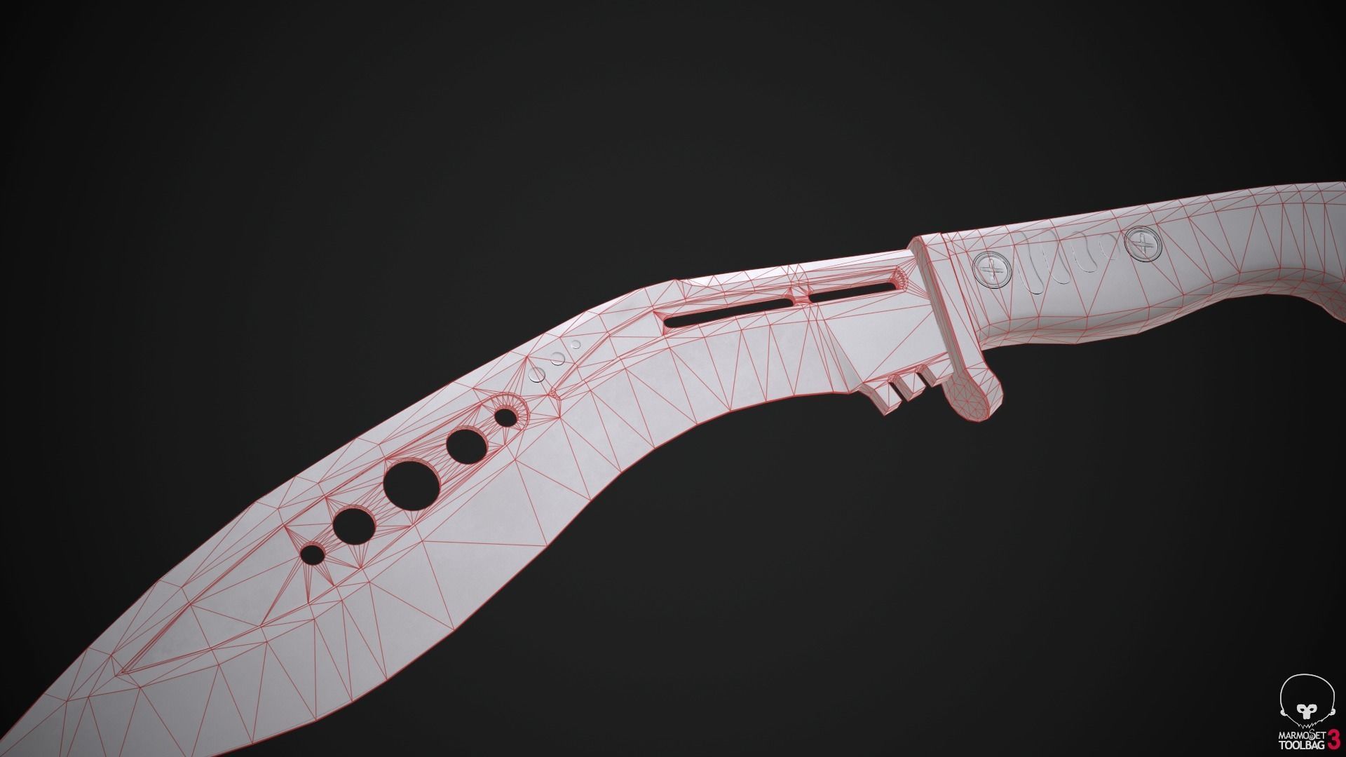  M48 Tactical Kukri With Damascus steel Low-poly 3D model_10
