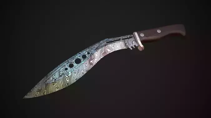  M48 Tactical Kukri With Damascus steel Low-poly 3D model