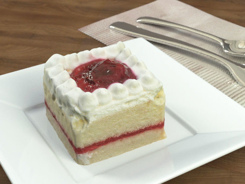 Cake Cherry Strawberry Low-poly 3D model_2