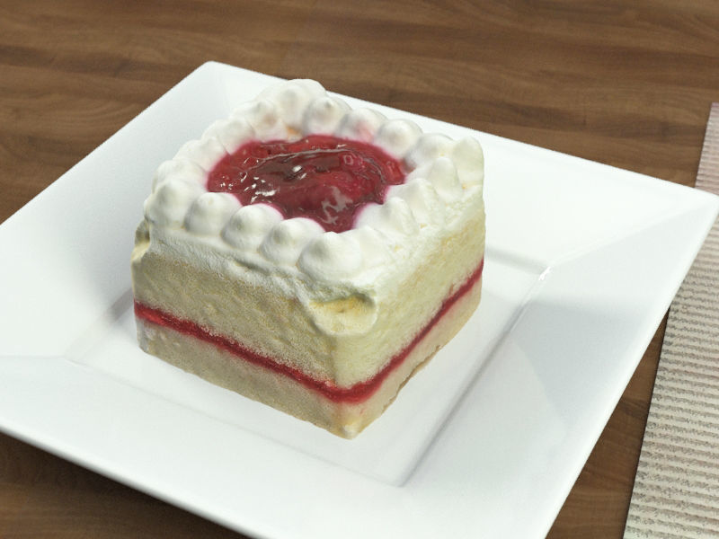 Cake Cherry Strawberry Low-poly 3D model_3