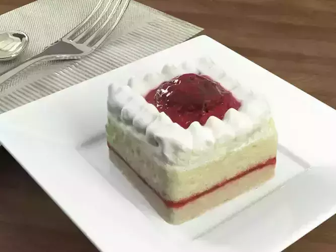 Cake Cherry Strawberry Low-poly 3D model