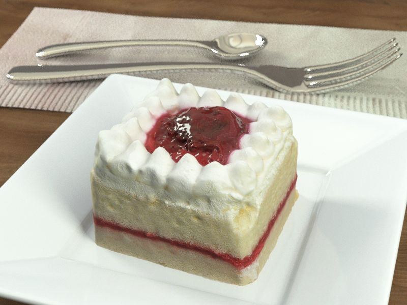 Cake Cherry Strawberry Low-poly 3D model_1