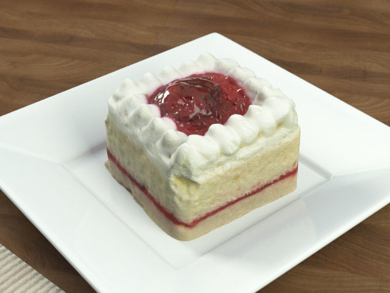 Cake Cherry Strawberry Low-poly 3D model_4