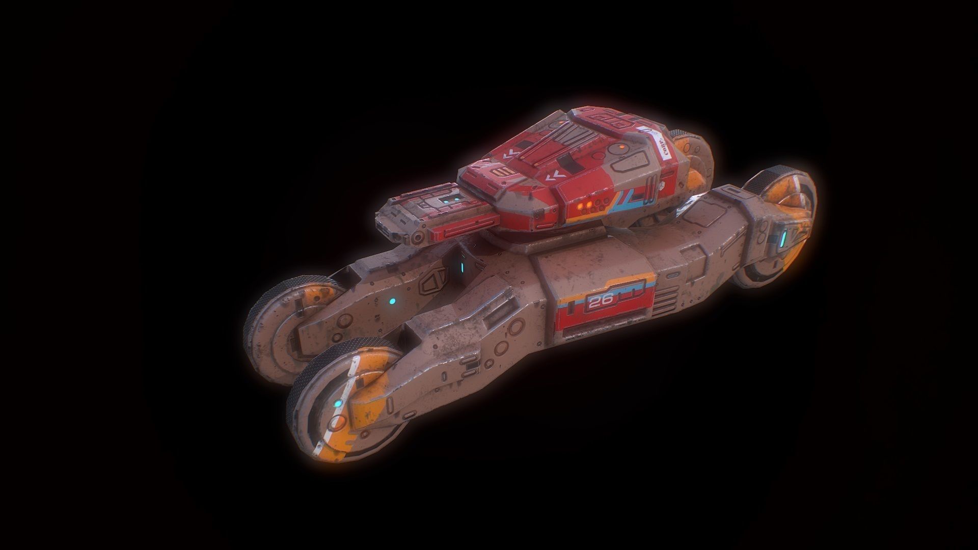 Low poly sci fi speedy tank combat unit asset Low-poly 3D model_0