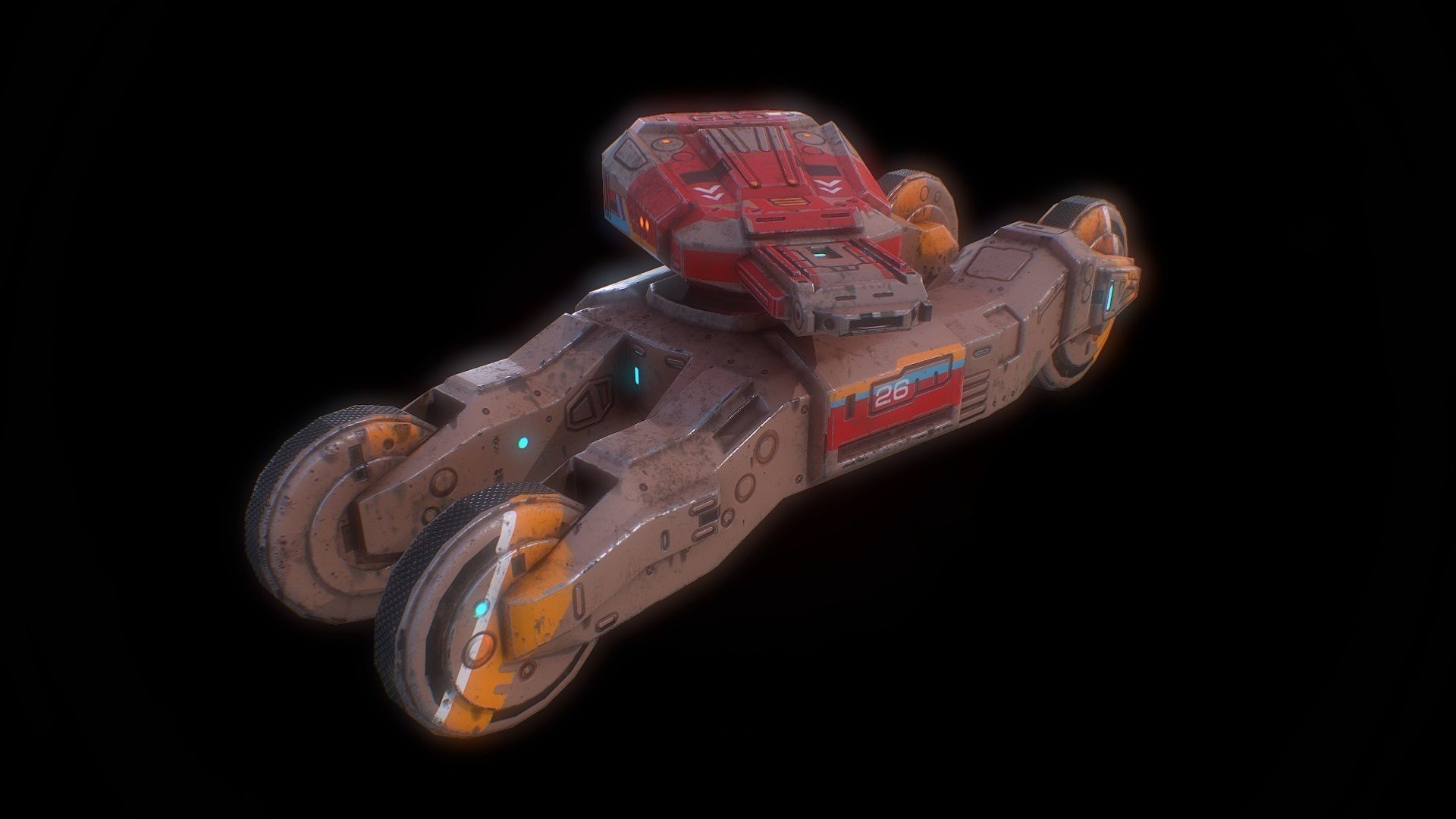 Low poly sci fi speedy tank combat unit asset Low-poly 3D model_5